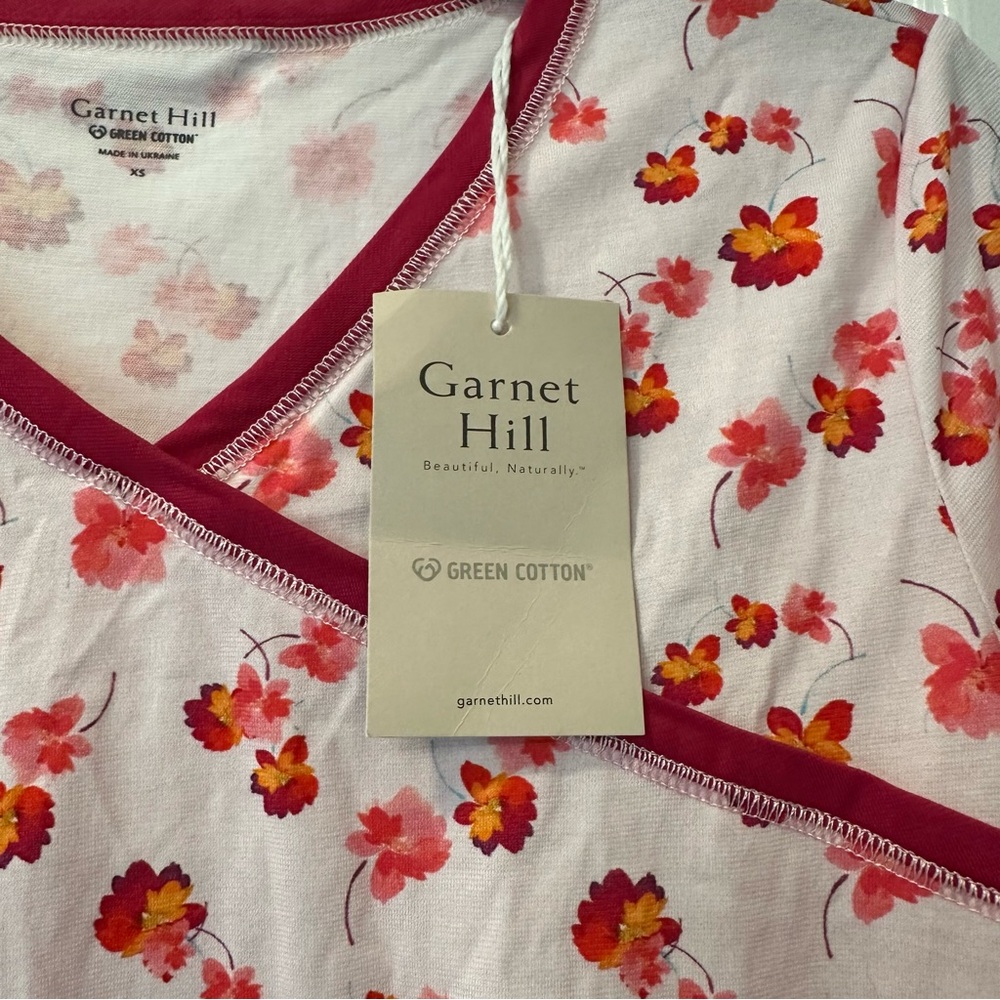 Garnet Hill Asian Wrap nightgown 100% cotton organic size xs NWT - Picture 4 of 10
